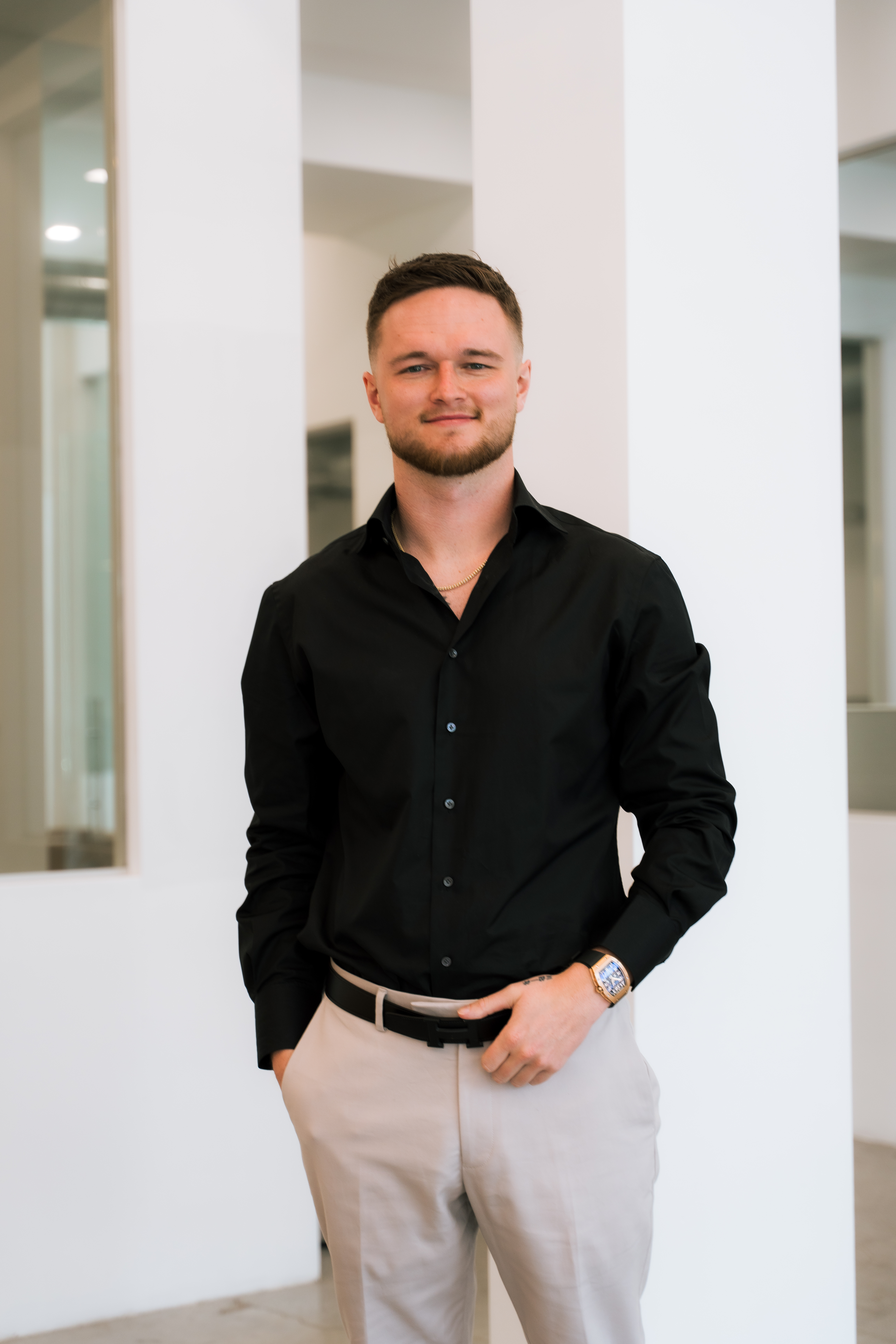 Dawson Gant in a professional office setting, leading operations across a growing team